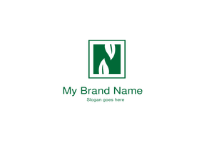 Minimalist Leaf Monogram in Framed Rectangle – Eco Symbol for Organic Brands, Agricultural Products, or Sustainable Packaging Design